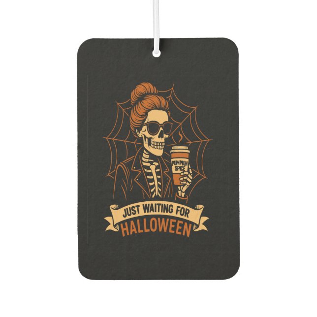 Einfach auf Halloween Skelett wartend Autolufterfrischer (Vorderseite)