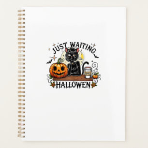 Einfach auf Halloween wartende schwarze Katzenlady Planer