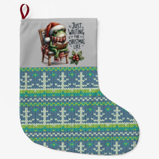 "Einfach auf Weihnachten warten" süßer Frosch Großer Weihnachtsstrumpf