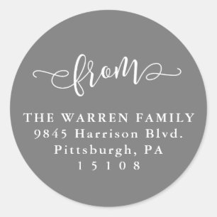 Einfach aus dem Aufkleber für graue Rücksendeadres