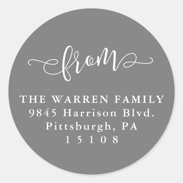 Einfach aus dem Aufkleber für graue Rücksendeadres (Vorderseite)