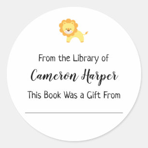 Einfach aus der Bibliothek Buchzeichens, Gelber Lö Runder Aufkleber