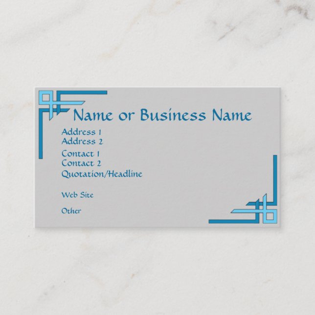Einfach ausgeklügelte Blue Art Deco Business Card Visitenkarte (Vorderseite)