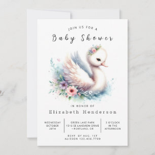 Einfach bearbeitbare Swan Baby Dusche Einladung