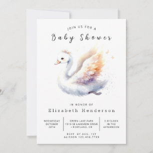 Einfach bearbeitbare Swan Baby Dusche Einladung