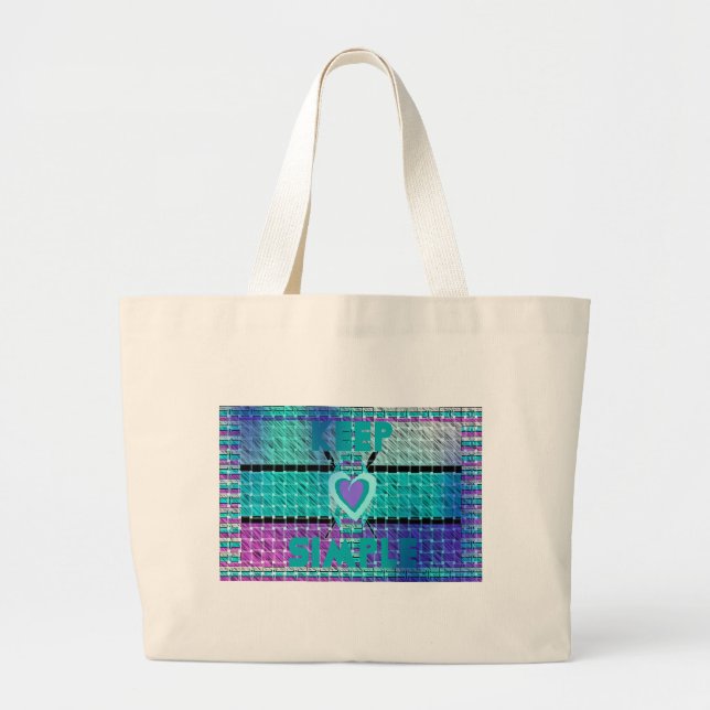 Einfach behalten: Cyan Heart & Clarity Pattern Art Jumbo Stoffbeutel (Vorne)