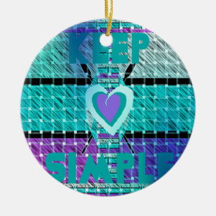 Einfach behalten: Cyan Heart & Clarity Pattern Art Keramik Ornament
