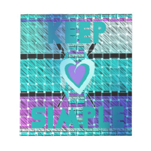 Einfach behalten: Cyan Heart & Clarity Pattern Art Notizblock