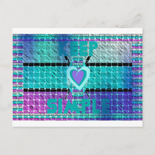 Einfach behalten: Cyan Heart & Clarity Pattern Art Postkarte