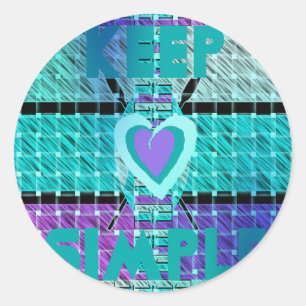 Einfach behalten: Cyan Heart & Clarity Pattern Art Runder Aufkleber