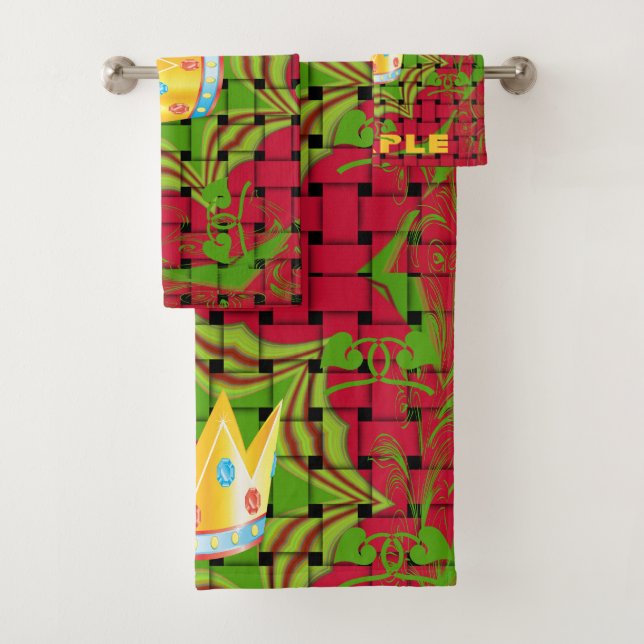 Einfach behalten: Fett Golden Red Woven Floral Pri Badhandtuch Set (Insitu)