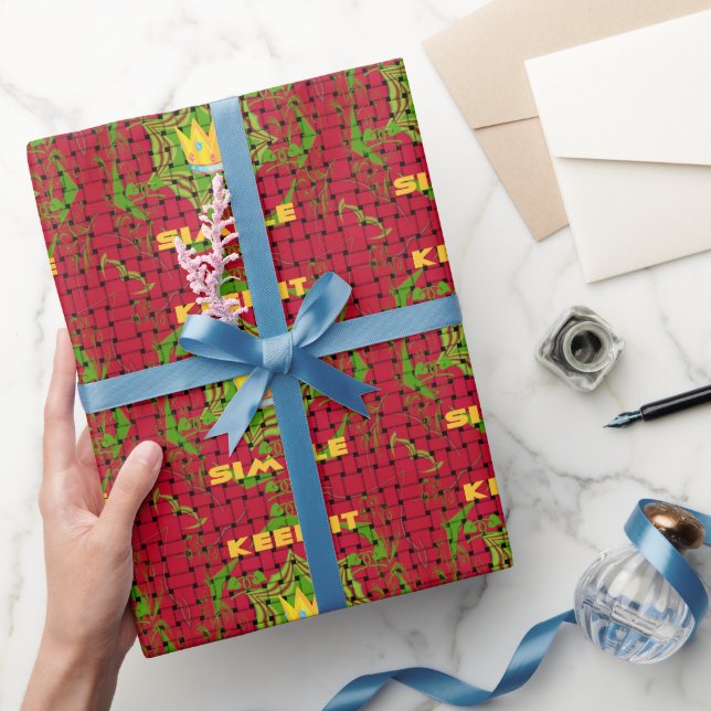 Einfach behalten: Fett Golden Red Woven Floral Pri Geschenkpapier (Schenken)