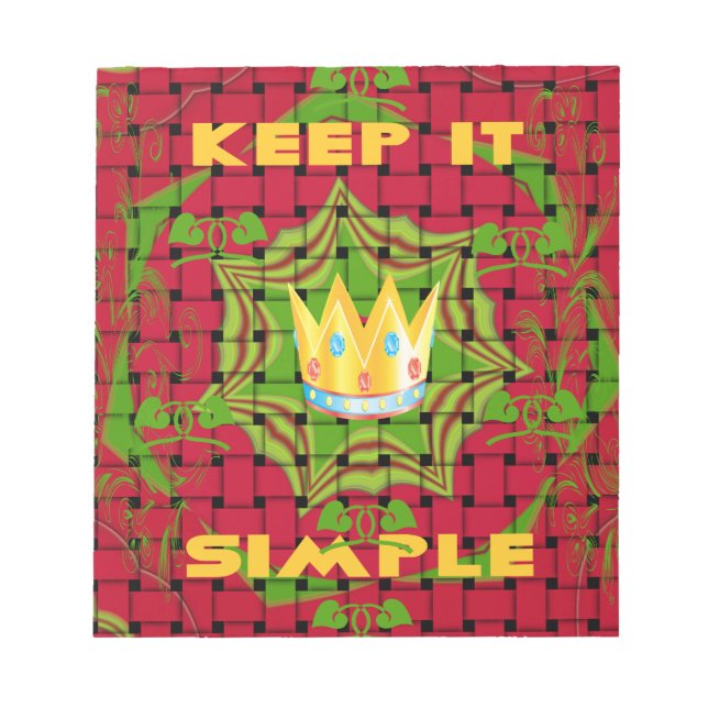 Einfach behalten: Fett Golden Red Woven Floral Pri Notizblock (Vorderseite)