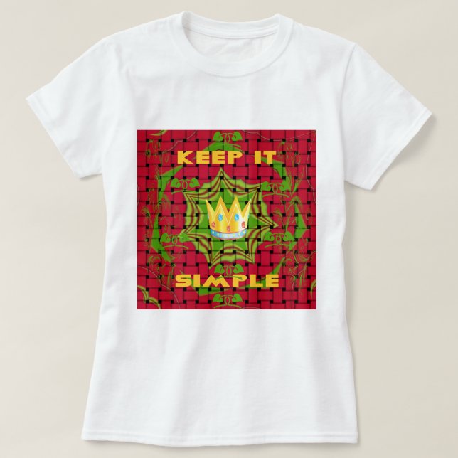 Einfach behalten: Fett Golden Red Woven Floral Pri T-Shirt (Design vorne)