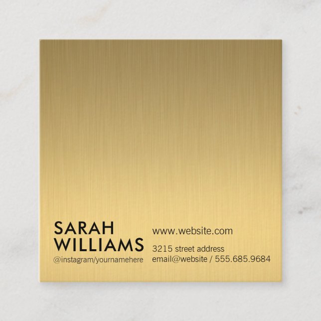 Einfach Beruflich-Gold-Metallic Quadratische Visitenkarte (Vorderseite)
