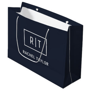 Einfach Berufliches Monogramm Navy Blue Große Geschenktüte