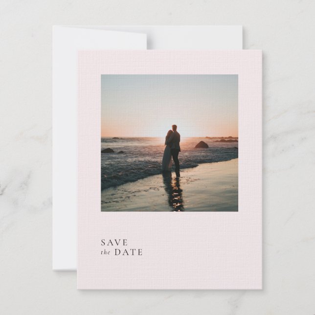 Einfach blass Romantische weiche Minimale Rose Ros Save The Date (Vorderseite)