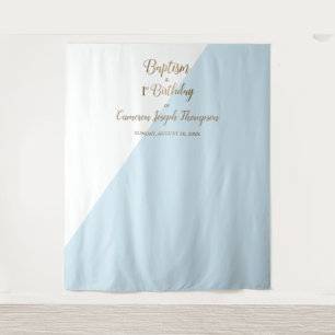 Einfach Blau Gold Baby Junge Taufe erster Geburtst Wandteppich