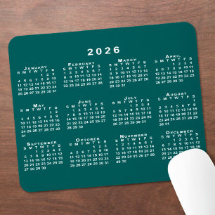 Einfach blau-grün und weiß - Kalender 2026 Mousepad