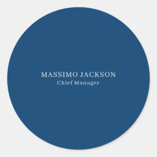 Einfach Blau Trendig Minimalistisch Professionell Runder Aufkleber
