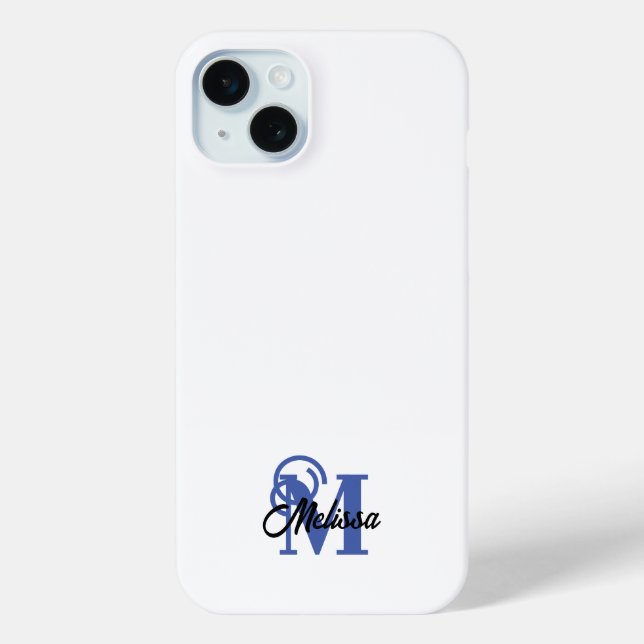 Einfach Blau und Weiß, monogrammatisch Case-Mate iPhone Hülle (Rückseite)