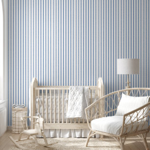 Einfach Blau Weiße Pin Streifen Minimal Tapete
