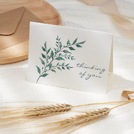 Einfach blaues grünes Blattsprig-Beileid Karte