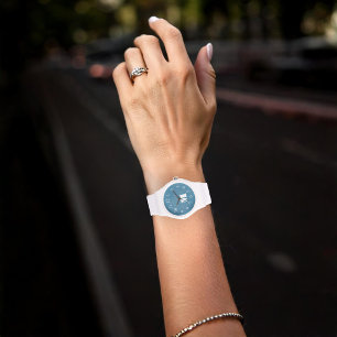 Einfach blaues Monogramm Minimalistisch Initial St Armbanduhr