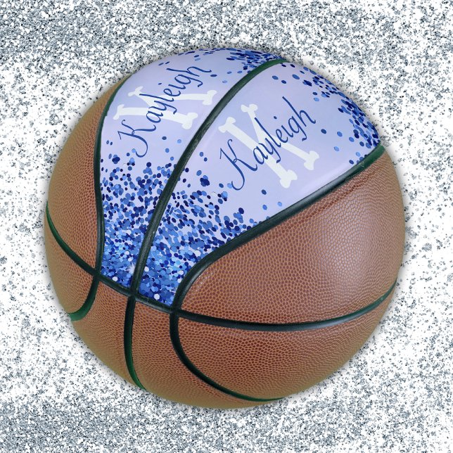 Einfach blaugegossenes Metall und Glitzer Monogram Basketball (Von Creator hochgeladen)