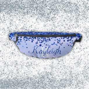 Einfach blaugegossenes Metall und Glitzer Monogram Bauchtasche