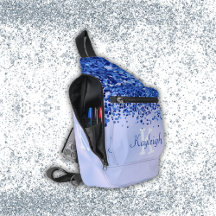 Einfach blaugegossenes Metall und Glitzer Monogram