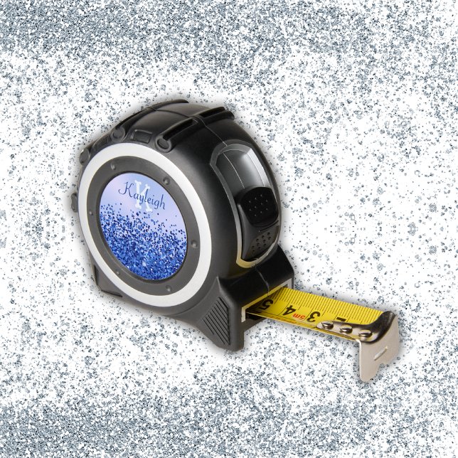Einfach blaugegossenes Metall und Glitzer Monogram Maßband (Von Creator hochgeladen)