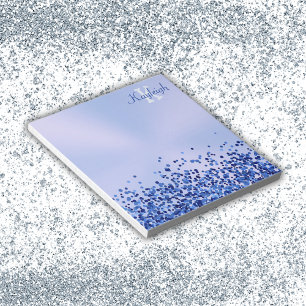 Einfach blaugegossenes Metall und Glitzer Monogram Post-it Klebezettel