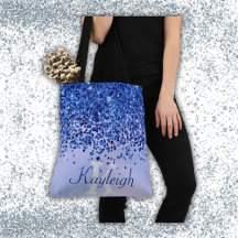 Einfach blaugegossenes Metall und Glitzer Monogram
