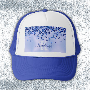 Einfach blaugegossenes Metall und Glitzer Monogram Truckerkappe