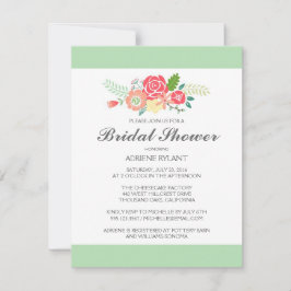 Einfach Blumen & Streifen Bridal Dusche Einladung