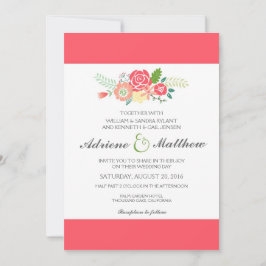 Einfach Blumen & Streifen Einladung Hochzeit / Kor
