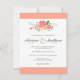 Einfach Blumen & Streifen Einladung Hochzeitsfeier