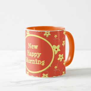 Einfach blumengelb und orange glücklich morgens tasse