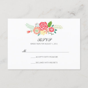 Einfach blumengeschmückte Streifen mit RSVP / Minz Karte