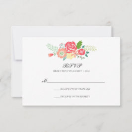 Einfach Blütenblätter und Streifen Hochzeitszange  RSVP Karte