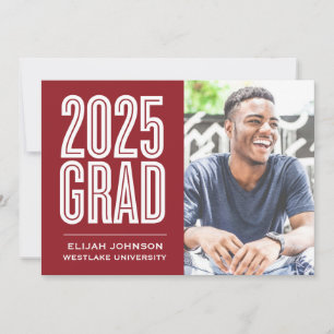 EINFACH BOLD 2025 GRAD FOTO ABSCHLUSS INVITATION EINLADUNG
