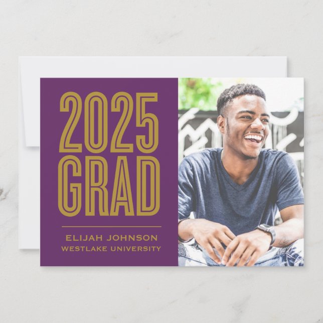 EINFACH BOLD 2025 GRAD FOTO ABSCHLUSS INVITATION EINLADUNG (Vorderseite)