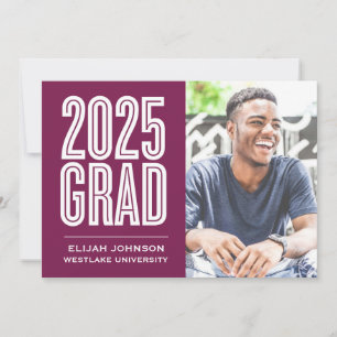 EINFACH BOLD 2025 GRAD FOTO ABSCHLUSS INVITATION EINLADUNG