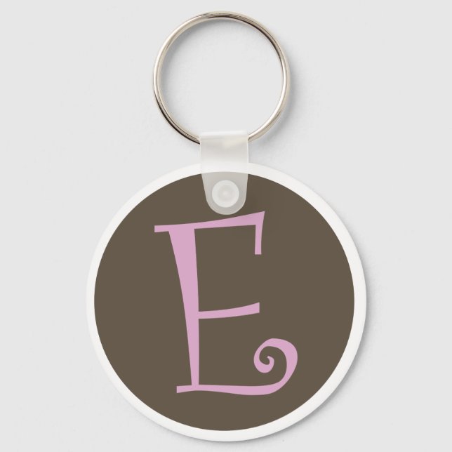Einfach braun und rosa Schlüsselanhänger "E" (Vorderseite)