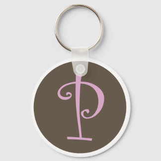 Einfach braun und rosa Schlüsselanhänger "P"