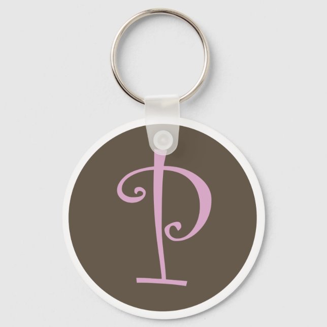 Einfach braun und rosa Schlüsselanhänger "P" (Vorderseite)