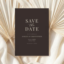 Einfach Braune Elegante Foto-Hochzeit Save the Dat