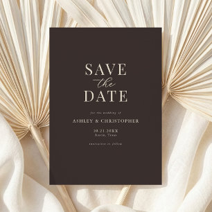 Einfach Braune Elegante Foto-Hochzeit Save the Dat Date