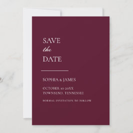 Einfach Burgund Typografie Modern Save the Date